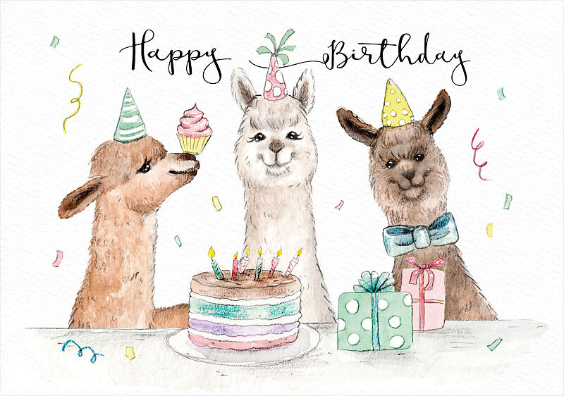 Happy Birthday Doppelkarte Lama online kaufen Ex Libris