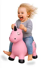 Jamara Hüpftier Einhorn pink mit Pumpe Spiel