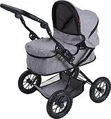 Knorrtoys 63487 - Puppenwagen First Stone Black, klappbar, Schieberhöhe: 40-66cm Spiel