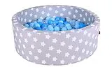 Knorrtoys 68163 - Bällebad Soft Grey White Stars mit 300 Bälle blau/blau, ca.90x90x30cm Spiel