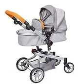 Knorrtoys 90932 - Kombi-Puppenwagen Boonk Stone Brown, mit Zubehör, umbaubar, Schieberhöhe: 45-82cm Spiel