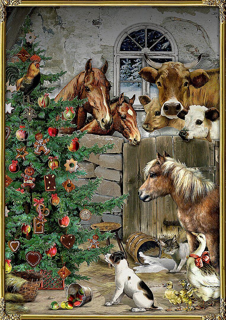 A4-Wand-Adventskalender  Weihnacht im Stall