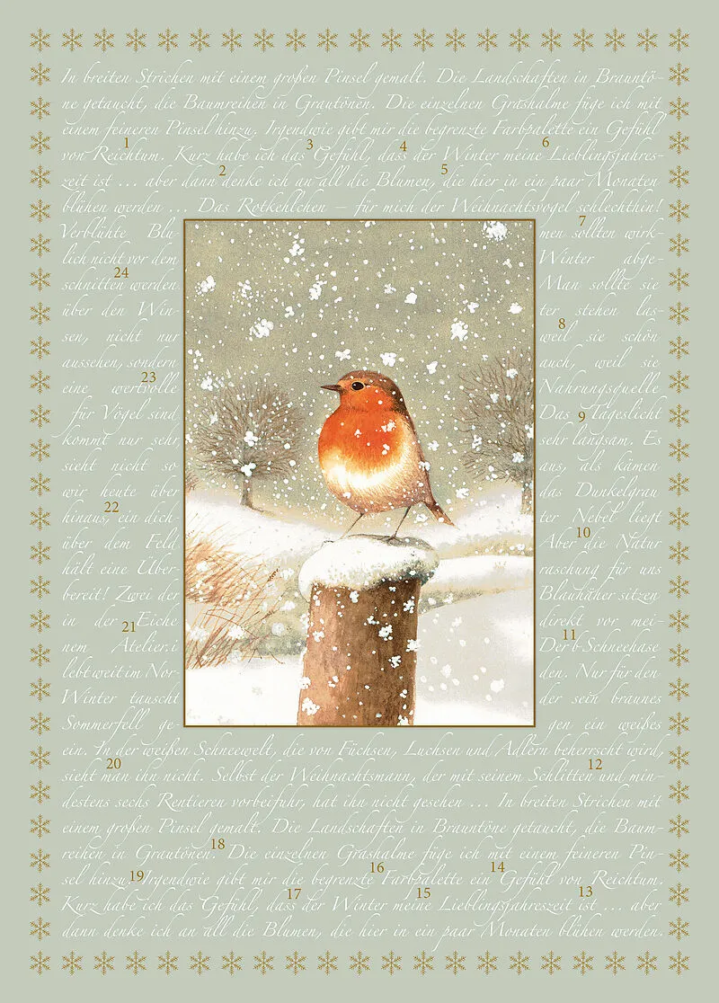 A4-Wand-Adventskalender  Marjoleins Rotkehlchen