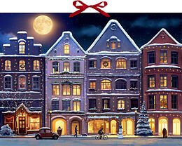 Kalender (Kal) Wand-Adventskalender  Winterstadt am Abend von 