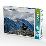 CALVENDO Puzzle Landschaft mit Berge und Steinstapel | 1000 Teile Lege-Größe 64x48cm Foto-Puzzle für glückliche Stunden Spiel