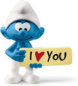 Schleich 20823 - Smurfs, Schlumpf mit Schild (I love you), Spielfigur Spiel