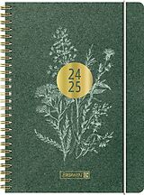 Kartonierter Einband Schülerkalender 2024/2025 "Botanical", 2 Seiten = 1 Woche, A5, 208 Seiten, dunkelgrün von 