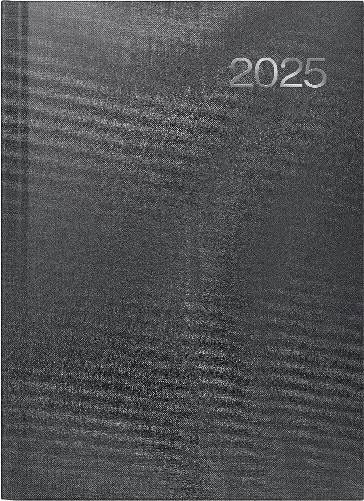 Brunnen 1076361905 Buchkalender Modell 763 (2025)| 2 Seiten = 1 Woche| A4| 144 Seiten| Bucheinbandstoff Metallico| vulkanschwarz