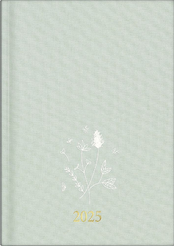 rido/idé 7021503015 Buchkalender Young Line (2025) "Wild Flowers"| 2 Seiten = 1 Woche| A5| 160 Seiten| Leinen-Einband| mint
