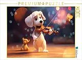 CALVENDO Puzzle Hund Milow mit der Geige | 1000 Teile Lege-Größe 64x48cm Foto-Puzzle für glückliche Stunden Spiel