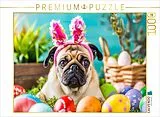 CALVENDO Puzzle Mops als Osterhase zwischen bunten Ostereiern | 1000 Teile Lege-Größe 64x48cm Foto-Puzzle für glückliche Stunden Spiel