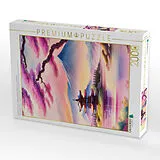 CALVENDO Puzzle Japanische Landschaft, im Vordergrund blühende Mandelbäume. Erstellt mit KI | 2000 Teile Lege-Größe 90x67cm Foto-Puzzle für glückliche Stunden Spiel