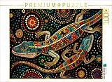 CALVENDO Puzzle Eidechsen - Im Stil der Kunst der Aborigines | 1000 Teile Lege-Größe 64x48cm Foto-Puzzle für glückliche Stunden Spiel
