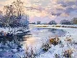 CALVENDO Puzzle Winterabend an der Havelbiegung im impressionistischen Stil | 1000 Teile Lege-Größe 64x48cm Foto-Puzzle für glückliche Stunden Spiel