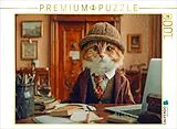 CALVENDO Puzzle Detektiv Katze | 1000 Teile Lege-Größe 64x48cm Foto-Puzzle für glückliche Stunden Spiel
