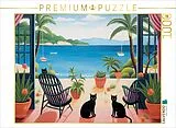 CALVENDO Puzzle Zwei Katzen im Strandhaus | 1000 Teile Lege-Größe 64x48cm Foto-Puzzle für glückliche Stunden Spiel