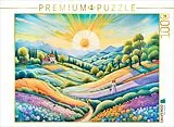 CALVENDO Puzzle Farbige Hügellandschaft bei Sonnenaufgang | 1000 Teile Lege-Größe 64x48cm Foto-Puzzle für glückliche Stunden Spiel