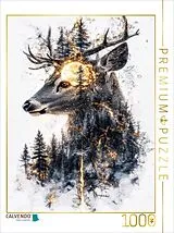 CALVENDO Puzzle Hirsch Mond | 1000 Teile Lege-Größe 64x48cm Foto-Puzzle für glückliche Stunden Spiel