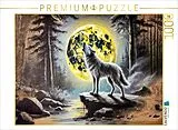 CALVENDO Puzzle Wolf heult zum Mond Kohlezeichnungen in sanften Pastelltönen | 1000 Teile Lege-Größe 64x48cm Foto-Puzzle für glückliche Stunden Spiel