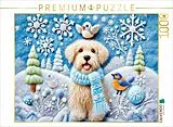 CALVENDO Puzzle Winterzauber mit Hund Filzkunst | 1000 Teile Lege-Größe 64x48cm Foto-Puzzle für glückliche Stunden Spiel