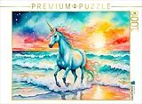 CALVENDO Puzzle Einhorn am magischen Meeresstrand | 1000 Teile Lege-Größe 64x48cm Foto-Puzzle für glückliche Stunden Spiel