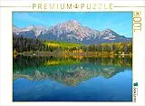 CALVENDO Puzzle Spiegel der Berge - Pyramid Lake im Jasper Nationalpark | 1000 Teile Lege-Größe 64x48cm Foto-Puzzle für glückliche Stunden Spiel