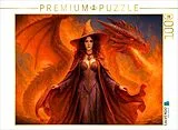 CALVENDO Puzzle Feuerhexe mit Drache | 1000 Teile Lege-Größe 64x48cm Foto-Puzzle für glückliche Stunden Spiel