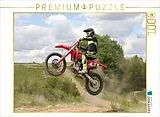 CALVENDO Puzzle Action-Bild von einem Motocross-Fahrer beim Sprung mit dem Motorrad | 1000 Teile Lege-Größe 64x48cm Foto-Puzzle für glückliche Stunden Spiel