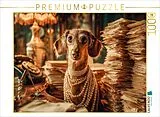 CALVENDO Puzzle Hundepuzzle Dackel im Büro mit Brille und Perlenkette | 1000 Teile Lege-Größe 64x48cm Foto-Puzzle für glückliche Stunden Spiel
