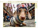 CALVENDO Puzzle Süßer Dackel in London - witziges Hundepuzzle für Fans von Großbritannien | 1000 Teile Lege-Größe 64x48cm Foto-Puzzle für glückliche Stunden Spiel