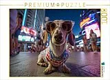CALVENDO Puzzle Dackel bei Nacht in Las Vegas - lustiges Hundepuzzle mit USA-Flair | 1000 Teile Lege-Größe 64x48cm Foto-Puzzle für glückliche Stunden Spiel