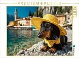 CALVENDO Puzzle Ein Dackel genießt den Sommer am Gardasee in Italien | 1000 Teile Lege-Größe 64x48cm Foto-Puzzle für glückliche Stunden Spiel
