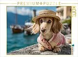 CALVENDO Puzzle Ein liebevoller Dackel mit Hut am Gardasee - ein charmantes Hundepuzzle für Erwachsene und alle, die Dackel lieben. | 1000 Teile Lege-Größe 64x48cm Foto-Puzzle für glückliche Stunden Spiel