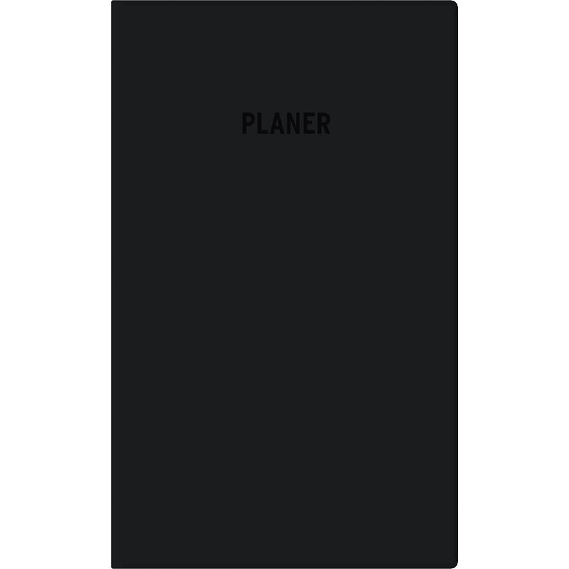 Zettler Taschenplaner 1W/1S schwarz 2026  Wochenplaner 10 × 16 cm, 64 Seiten, 1 Woche auf 1 Seite, Wochenzählung, Mondphasen, Sonnenzeiten, 3-sprachiges Kalendarium, Adressheft, FSC