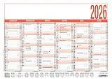 Kalender Zettler Arbeitstagekalender A4 2026  Bürokalender groß 30 × 21 cm, 6 Monate pro Seite, Arbeitstage-, Tages- & Wochenzähler, Ferienübersicht, Feiertage, Mondphasen, Wandkalender kompakt, FSC Karton von 