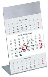 Kalender (Kal) Zettler Ersatz-3-Monatskalendarium mit Magnetstreifen für Edelstahlaufsteller 2026  Nachfüll-Kalender 11 × 14 cm, 12 Blatt, 3 Monate auf 1 Blatt, Sonn- & Feiertage, Wochenzählung, Datumschieber, FSC von 