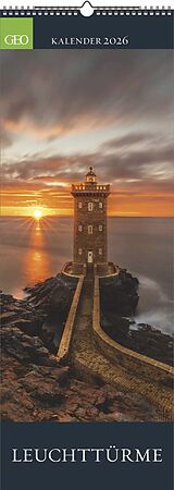 Kalender GEO - Leuchttürme 2026 Wandkalender 25x69 cm, Poster-Kalender mit 12 Monatsblättern, deutschem Kalendarium & Spiralbindung, Vertikalformat mit maritimen Fotografien von