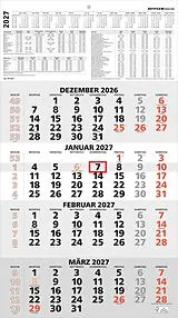 Kalender ZETTLER 4-Monatskalender rot 2027 von