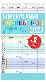 Kalender Superplaner Farbenfroh - 5 Spalten 2027 von 