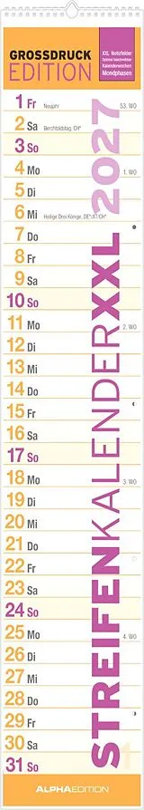 Kalender GROSSDRUCK Streifenplaner XXL 2027 von