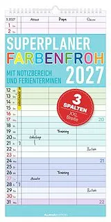 Kalender Superplaner Farbenfroh - 3 Spalten 2027 von