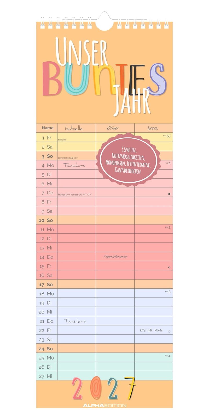Familienplaner Unser buntes Jahr 2027