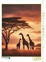 CALVENDO Puzzle Giraffen unter dem Abendhimmel | 1000 Teile Lege-Größe 64x48cm Foto-Puzzle für glückliche Stunden Spiel