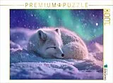 CALVENDO Puzzle Polarfuchs, in der Stille der Nacht tanzt das Licht | 1000 Teile Lege-Größe 64x48cm Foto-Puzzle für glückliche Stunden Spiel