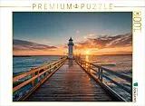 CALVENDO Puzzle Abends fließt die Sonne ins Meer und der Leuchtturm bewahrt das letzte Licht des Tages | 1000 Teile Lege-Größe 64x48cm Foto-Puzzle für glückliche Stunden Spiel