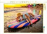 CALVENDO Puzzle Shiba auf Surfbrett - Puzzle | 1000 Teile Lege-Größe 64x48cm Foto-Puzzle für glückliche Stunden Spiel