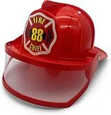 BestSaller 1411 - Kinder-Feuerwehr-Helm mit Klappvisier, ROT + Sticker FIRE CHIEF, verstellbare Passform für Kopfumfang von 46-55 cm Spiel