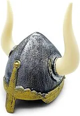 BestSaller 1427 - Wikingerhelm für Kinder, Ritterhelm mit abnehmbaren Hörnern, Silber/Gold Spiel