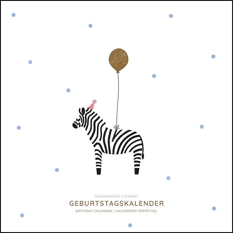 DUMONT - Stempeltiere Geburtstagskalender, 24x24cm, Stempel-Kunst von Perlenfischer, immerwährend mit internationalem Kalendarium und ungestrichenen Premiumpapier