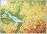 (Land)Karte Relief Allgäu Bodensee 1:200.000, Reliefkarte, mit Aluminiumrahmen von André Markgraf, Mario Engelhardt
